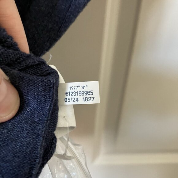 American Eagle Weekend Tipped Sweater Polo Shirt Mens L Navy Preppy Knit - Picture 5 of 9